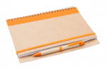 Klade A5/60lp.ar spirāli,baltas lapas,pildspalva,oranža  